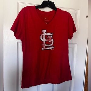 Fanatics St. Louis Cardinals Women’s‎ V-Neck T-Shirt, size large, Red